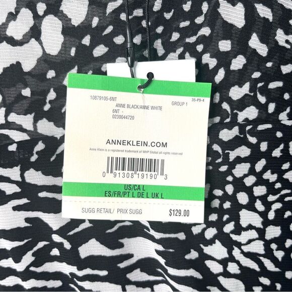 Anne Klein Dress Women’s Large Animal Print Mesh Ruched 3/4 Sleeve Midi NWT - Picture 6 of 11